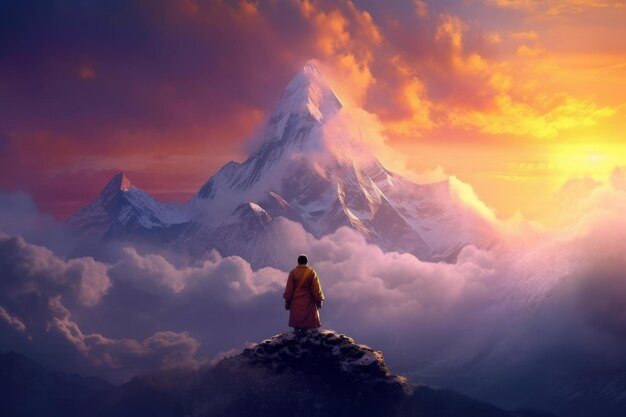 Photo everest and mountains of tibet