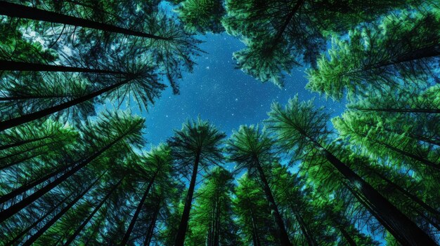 Evergreen blue view forest landscape