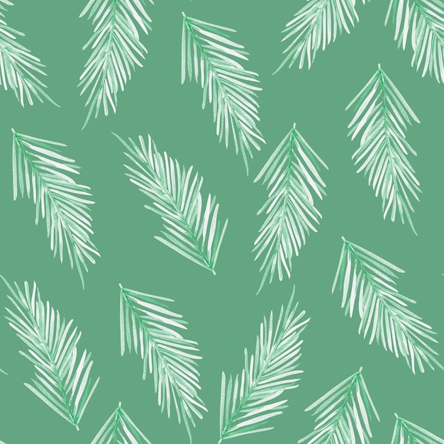 Evergreen tree branches seamless pattern