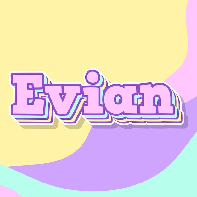 Photo evian typography 3d design cute text word cool background photo jpg