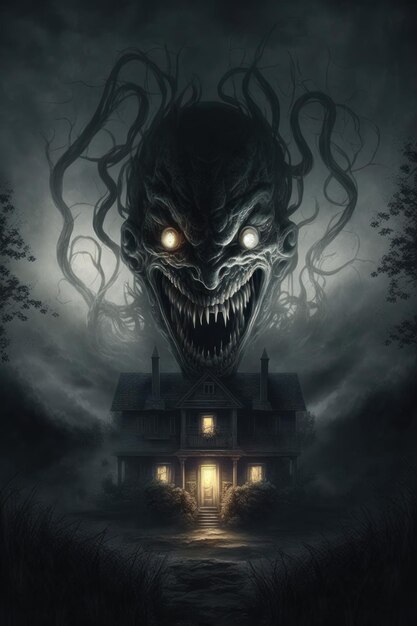 Evil creature old house Beautiful illustration picture Generative AI