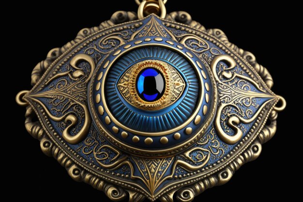 Evil eye amulet with intricate design and protective powers