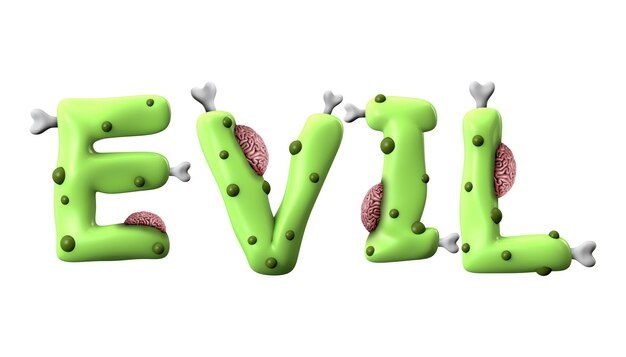 Evil halloween word made from green zombie lettering