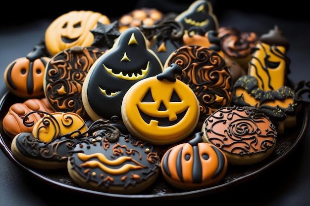 Злое тыквенное печенье Тема Хэллоуина