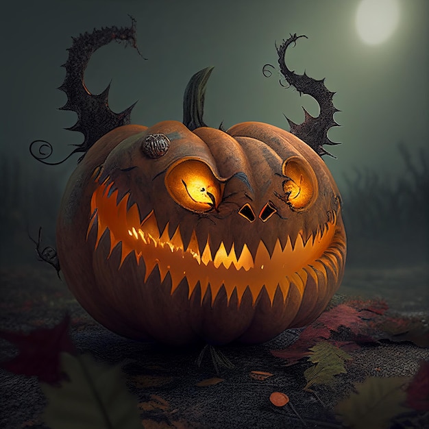 Evil pumpkin for halloween Generative AI