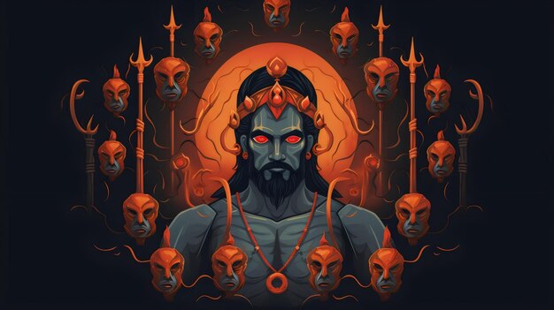 Premium AI Image | Evil Ravan vector style