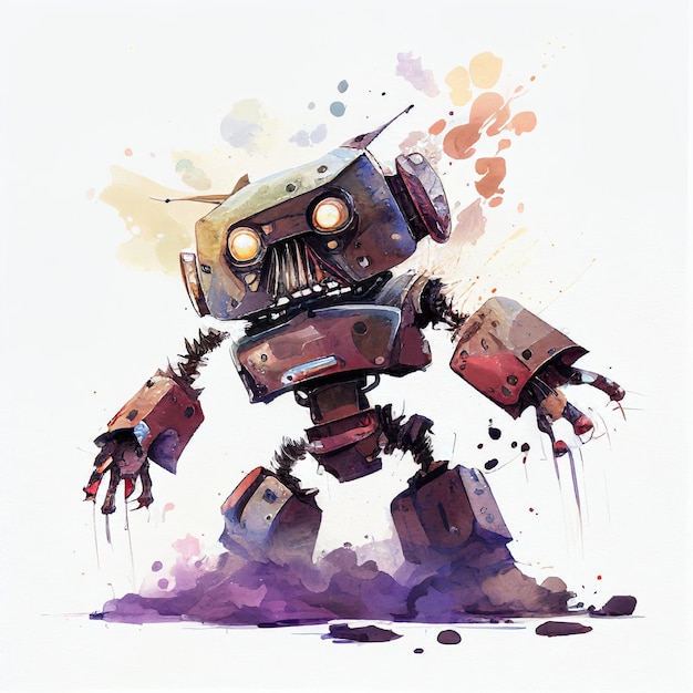 Evil robot watercolor style Generative AI