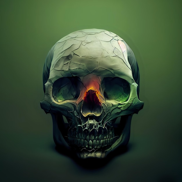 Evil skull on a green background