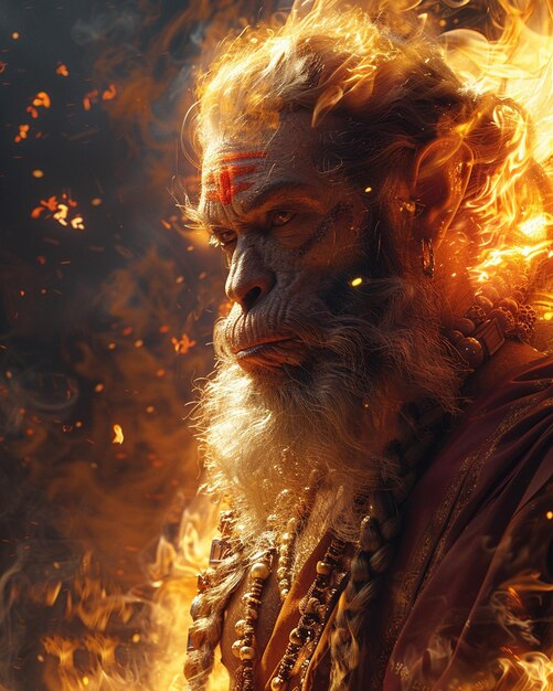 Photo an evocative digital artwork capturing the moment hanuman tears open his chest