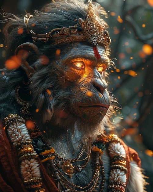 Photo an evocative digital artwork capturing the moment hanuman tears open his chest