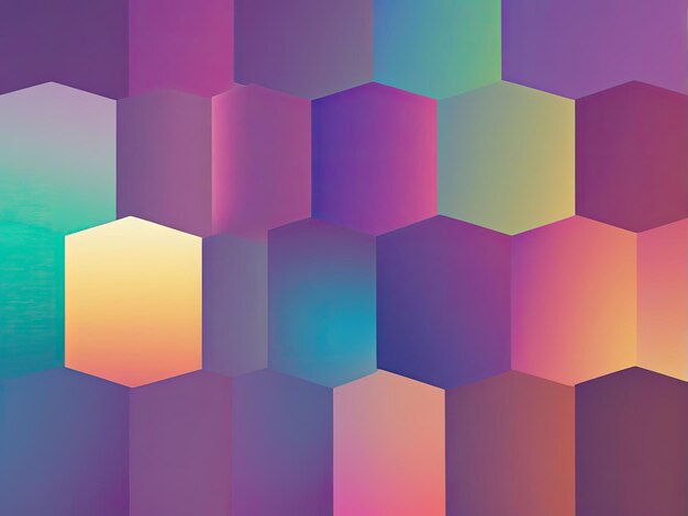 6각형 패턴의 진화하는 색상 그라디엔트는 디지털 아트 비주얼을 위해 깊이와 질감으로 활기찬 배경을 만니다.