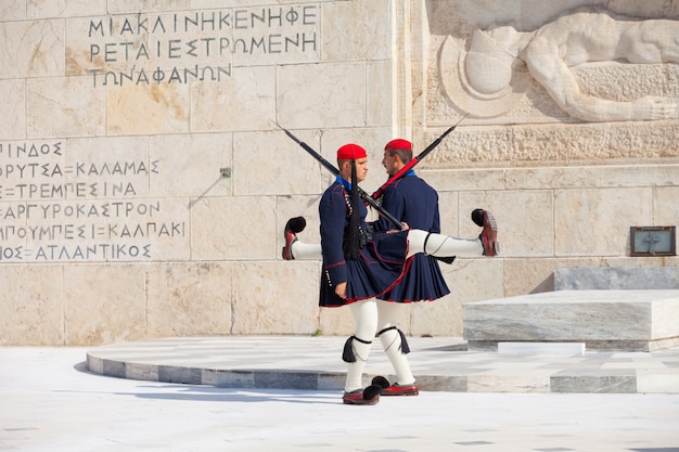 Evzone guarding Parliament, Athens