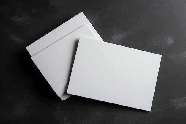 Photo ew clean white business cards with space for text on a black surface