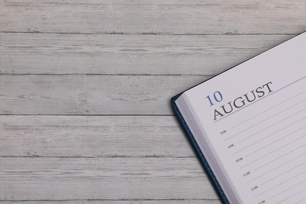 Exact date in the new diary Important event and note space for August 10