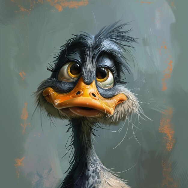 Photo exaggerated caricature photo of a duck