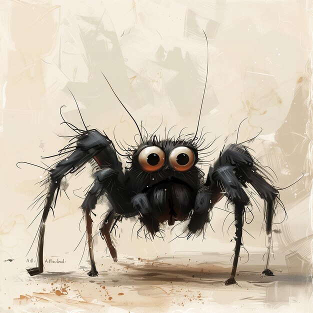 Photo exaggerated caricature photo of a sideways spider