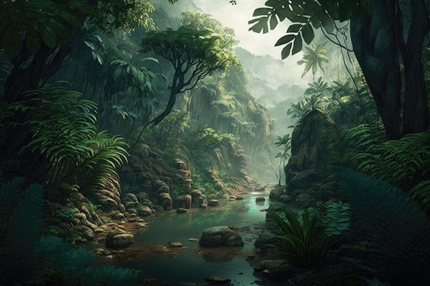 An example of a landscape that incorporates the idea of a tropical forest