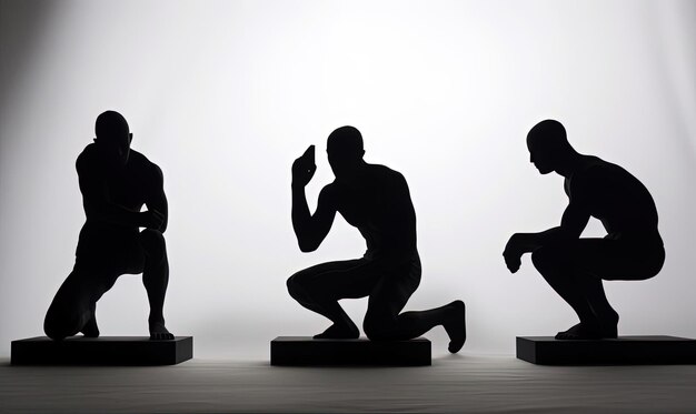 Foto un esempio di silhouette di un uomo che pratica squats ed figure