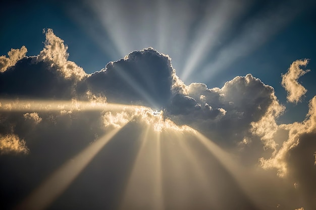 Пример солнца, выглядывающего из-за облаков и солнечного света