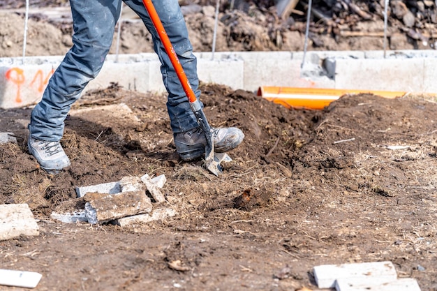 Excavated from the ground with a shovel for a sewerage fund made of pvc pipes