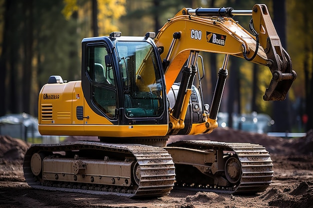 an excavator on a construction site professional photography