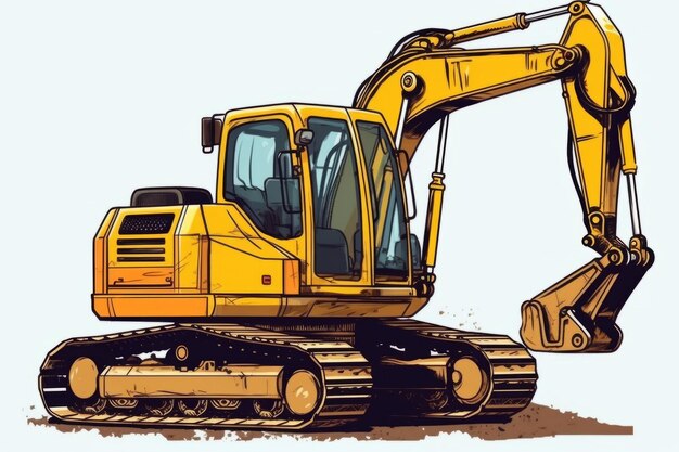 Excavator on the construction site Vector illustration of an excavator