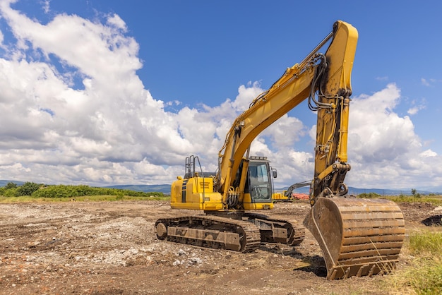 Excavator in construction site