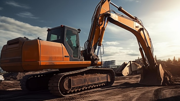 Excavator digging in the ground on day light