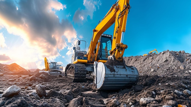 excavator digs the ground