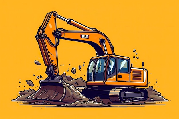 Excavator illustration transportation illustration generative ai