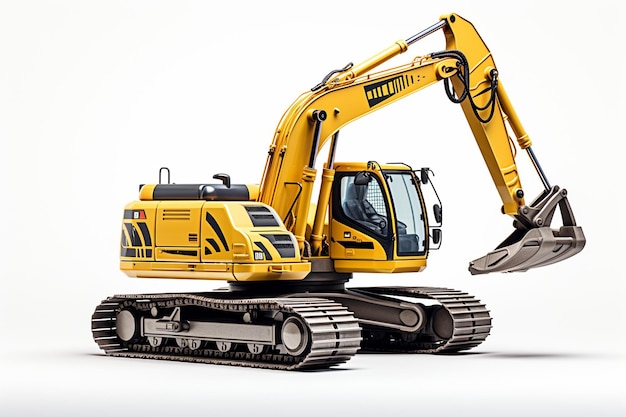 Excavator isolated on a white background 3d rendering