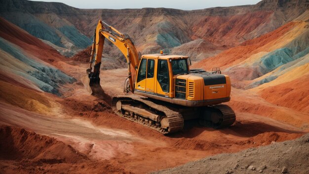 Photo an excavator in a large stone quarry generative ai