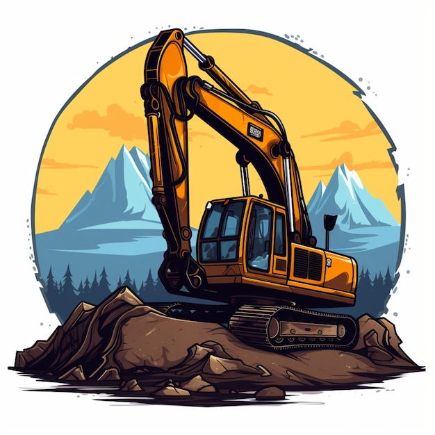 excavator logo cartoon