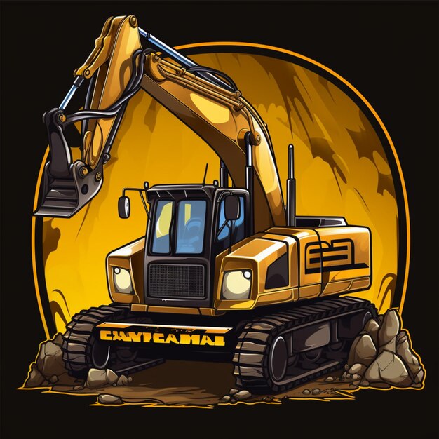 Photo excavator logo cartoon