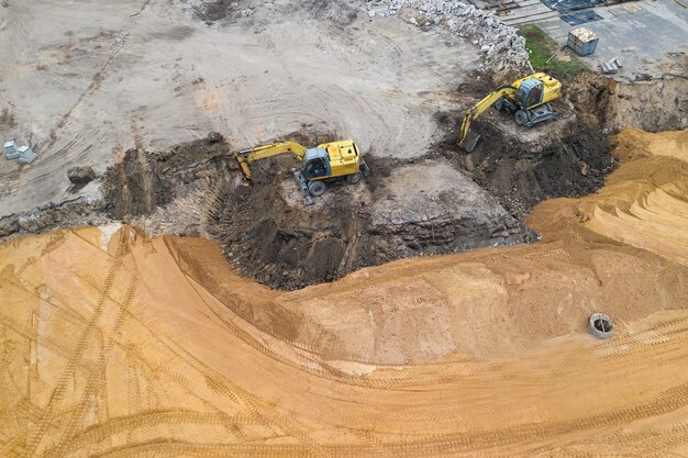 Excavator prepares the site for construction