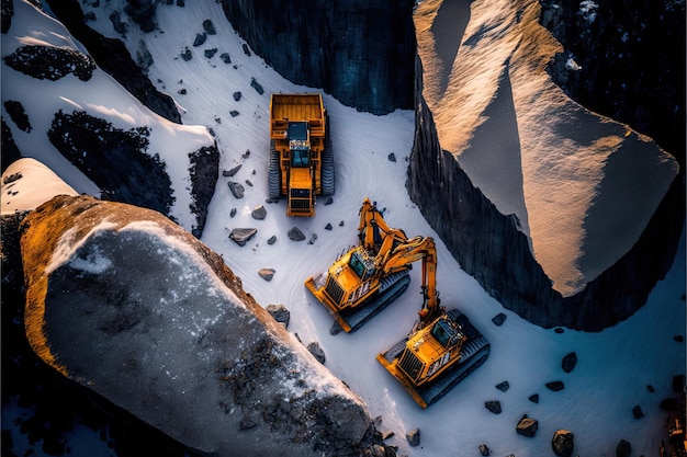 Excavator scooping rocks stone construction Made by AIArtificial intelligence