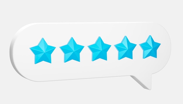 Feedback eccellente con cinque stelle blu d rendering