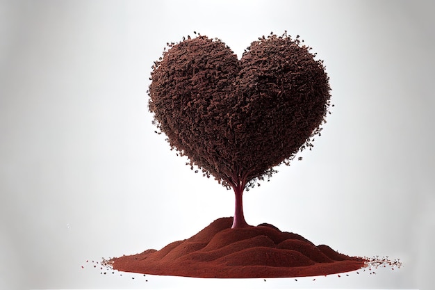 Excellent Hearts tree and pile of fertile soil isolated