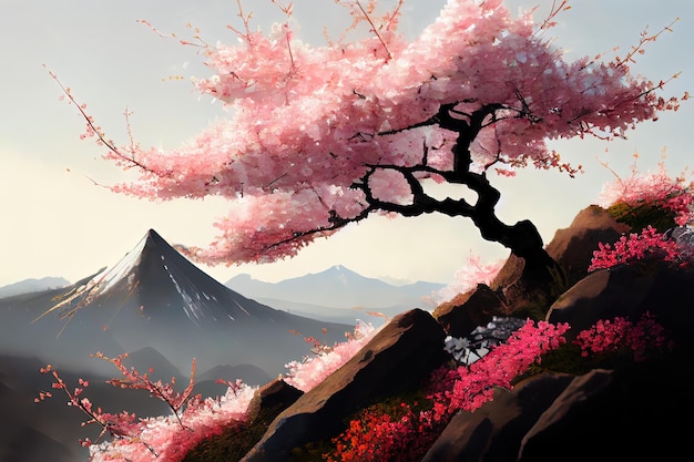 Excellent Japanes famous cherry blossom flower Generative Ai