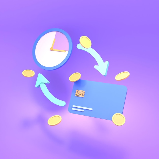 Exchange of time for money or finances. 3D rendering