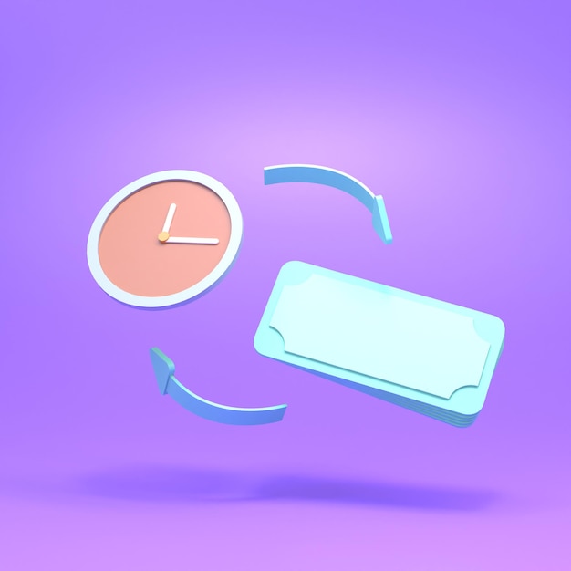 Exchange of time for money or finances. 3D rendering