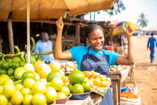 Over excited African market woman