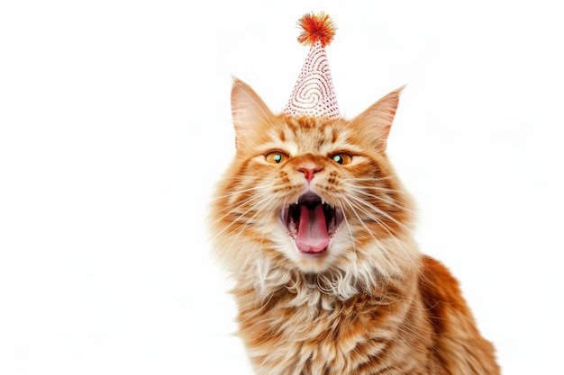 Excited Cat with Party Hat