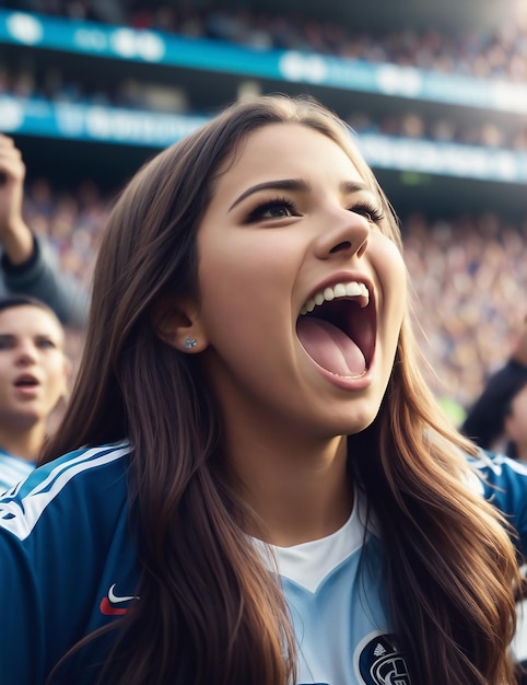 Excited fan at a soccer match