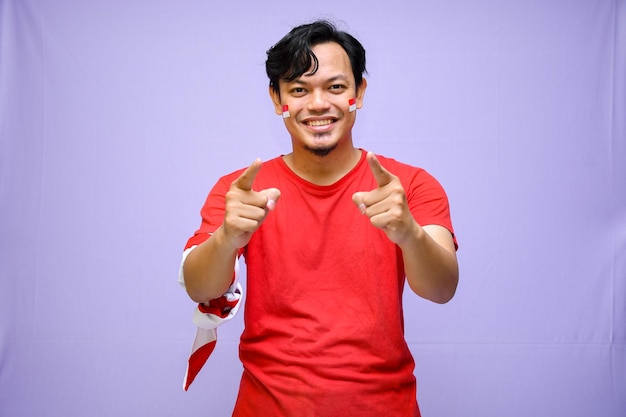 Excited indonesian man celebrate indonesian independence day on 17 august