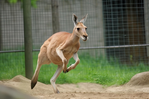 Excited kangaroo bouncing and hopping around showing off its speed and agility created with generati