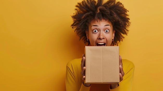 excited person unboxing a new tech gadget with a look of wonder