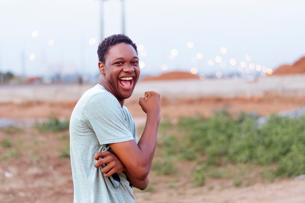 Photo excited young black man