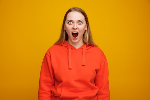 Excited young blonde woman 