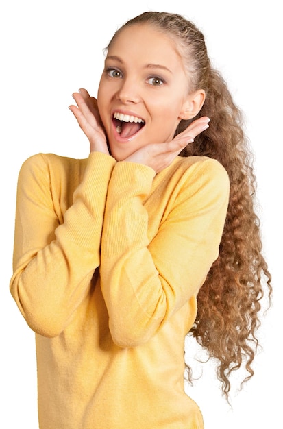 Excited young woman